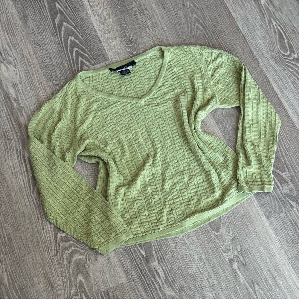 Vintage Yansi Fugel 100% Silk Lightweight Designer Knit Crochet Sweater Size M